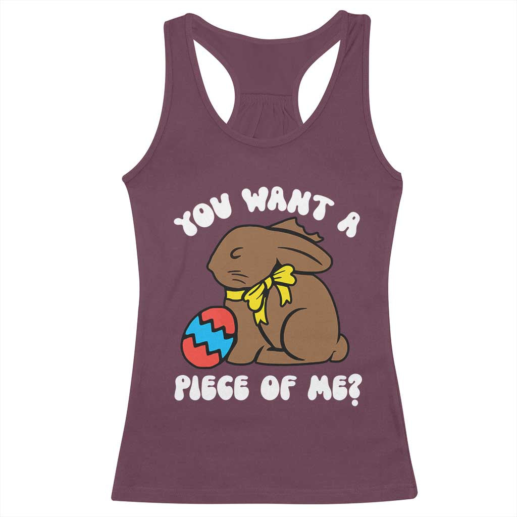 Funny Easter Bunny Racerback Tank Top Chocolate Rabbit You Want Piece Of Me TS10 Maroon Print Your Wear