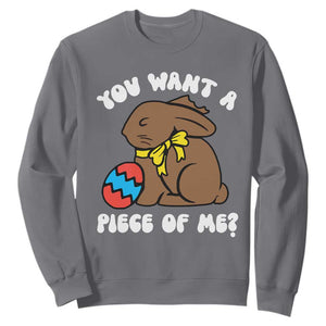 Funny Easter Bunny Sweatshirt Chocolate Rabbit You Want Piece Of Me TS10 Charcoal Print Your Wear