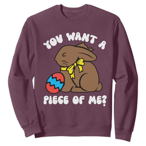Funny Easter Bunny Sweatshirt Chocolate Rabbit You Want Piece Of Me TS10 Maroon Print Your Wear