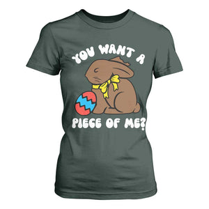 Funny Easter Bunny T Shirt For Women Chocolate Rabbit You Want Piece Of Me TS10 Dark Forest Green Print Your Wear