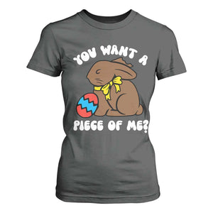 Funny Easter Bunny T Shirt For Women Chocolate Rabbit You Want Piece Of Me TS10 Dark Heather Print Your Wear