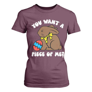 Funny Easter Bunny T Shirt For Women Chocolate Rabbit You Want Piece Of Me TS10 Maroon Print Your Wear