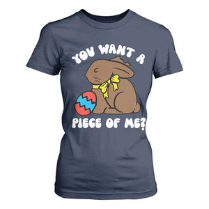 Funny Easter Bunny T Shirt For Women Chocolate Rabbit You Want Piece Of Me TS10 Navy Print Your Wear