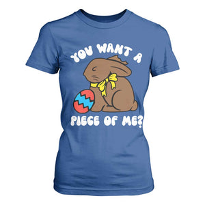 Funny Easter Bunny T Shirt For Women Chocolate Rabbit You Want Piece Of Me TS10 Royal Blue Print Your Wear