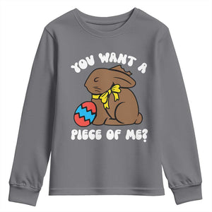 Funny Easter Bunny Youth Sweatshirt Chocolate Rabbit You Want Piece Of Me TS10 Charcoal Print Your Wear