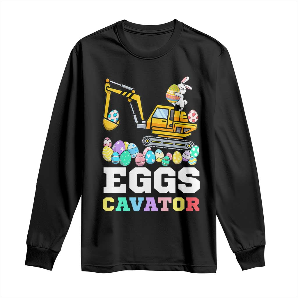 Easter Eggs-Cavator Long Sleeve Shirt Bunny Excavator TS10 Black Print Your Wear