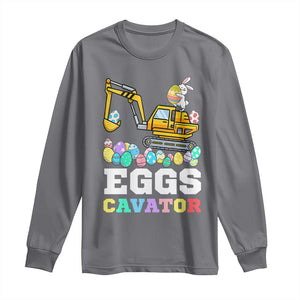 Easter Eggs-Cavator Long Sleeve Shirt Bunny Excavator TS10 Charcoal Print Your Wear
