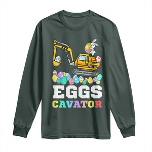 Easter Eggs-Cavator Long Sleeve Shirt Bunny Excavator TS10 Dark Forest Green Print Your Wear