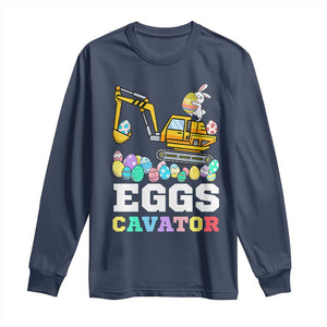 Easter Eggs-Cavator Long Sleeve Shirt Bunny Excavator TS10 Navy Print Your Wear