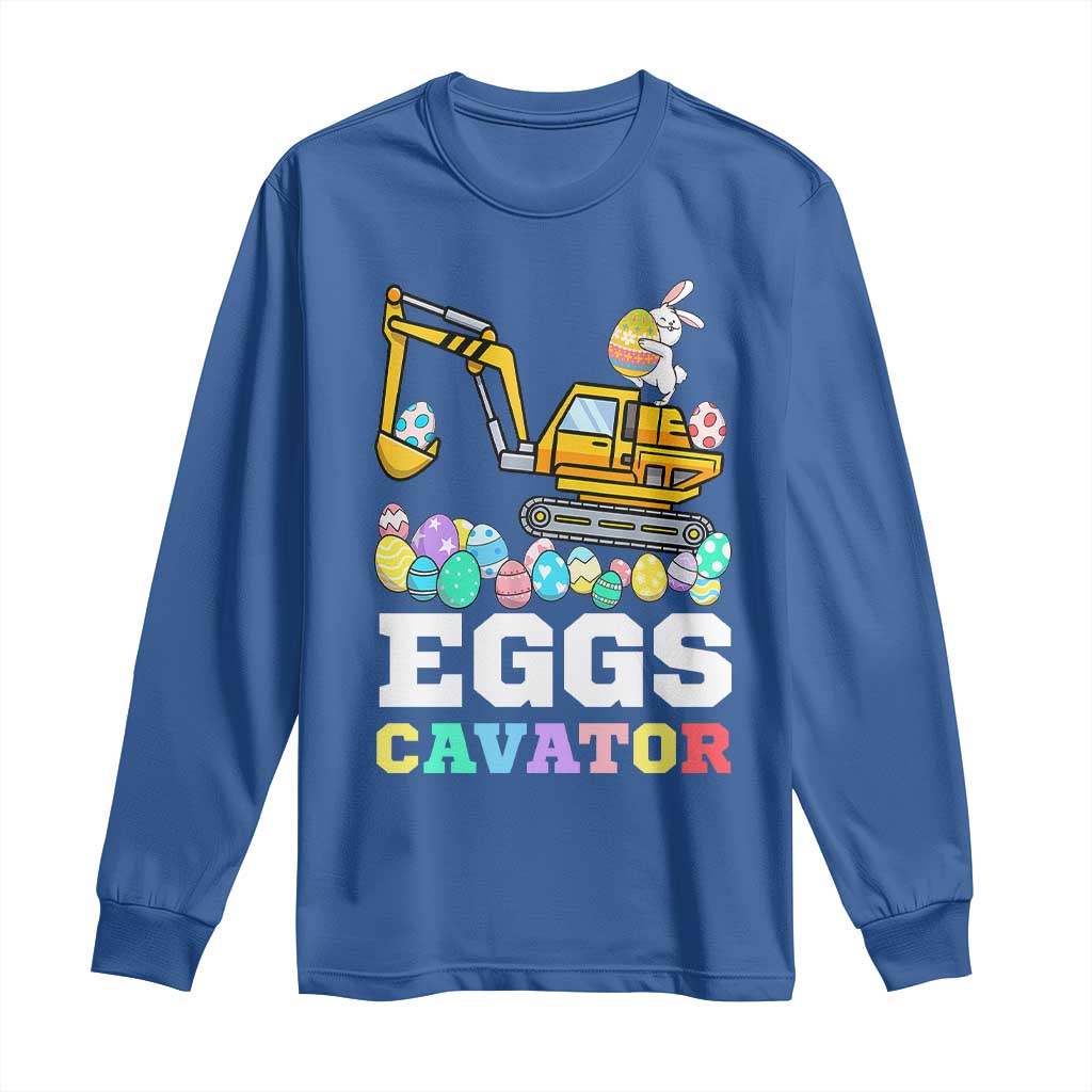 Easter Eggs-Cavator Long Sleeve Shirt Bunny Excavator TS10 Royal Blue Print Your Wear