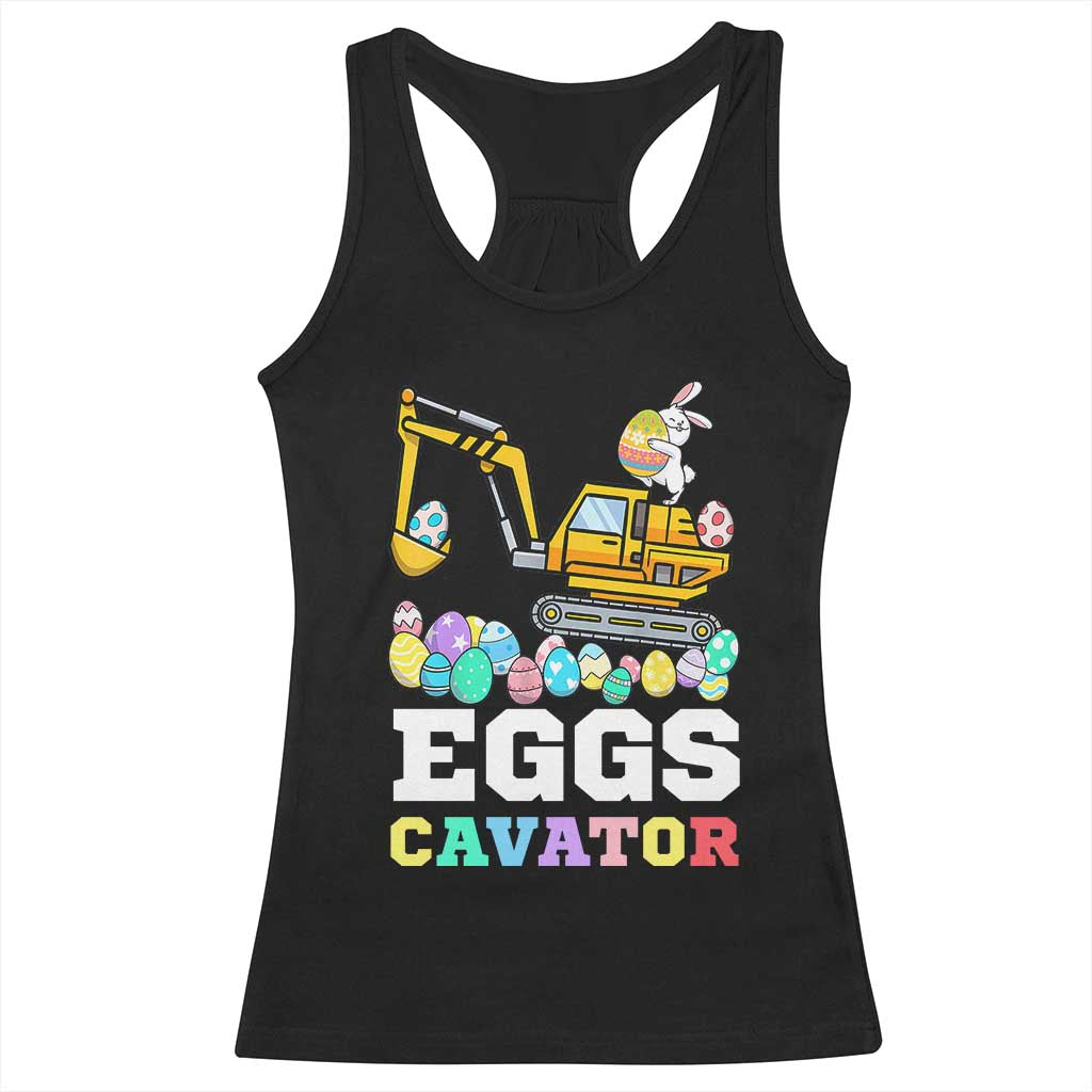 Easter Eggs-Cavator Racerback Tank Top Bunny Excavator TS10 Black Print Your Wear