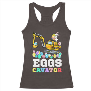 Easter Eggs-Cavator Racerback Tank Top Bunny Excavator TS10 Dark Chocolate Print Your Wear