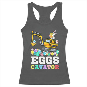 Easter Eggs-Cavator Racerback Tank Top Bunny Excavator TS10 Dark Heather Print Your Wear