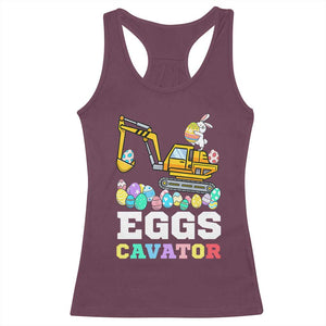 Easter Eggs-Cavator Racerback Tank Top Bunny Excavator TS10 Maroon Print Your Wear