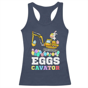 Easter Eggs-Cavator Racerback Tank Top Bunny Excavator TS10 Navy Print Your Wear