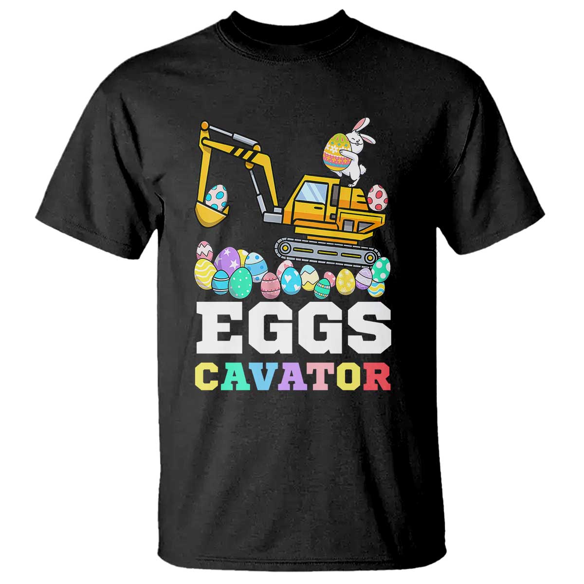 Easter Eggs-Cavator T Shirt Bunny Excavator TS10 Black Print Your Wear