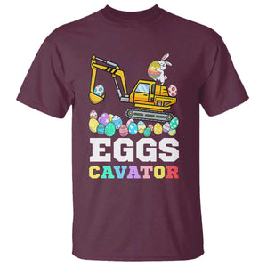 Easter Eggs-Cavator T Shirt Bunny Excavator TS10 Maroon Print Your Wear