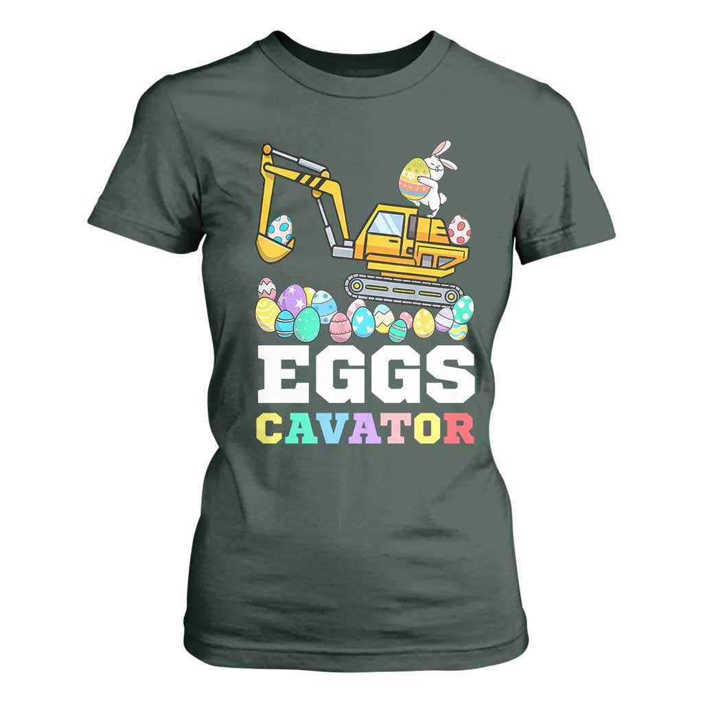 Easter Eggs-Cavator T Shirt For Women Bunny Excavator TS10 Dark Forest Green Print Your Wear