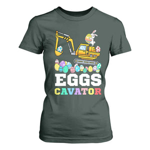 Easter Eggs-Cavator T Shirt For Women Bunny Excavator TS10 Dark Forest Green Print Your Wear