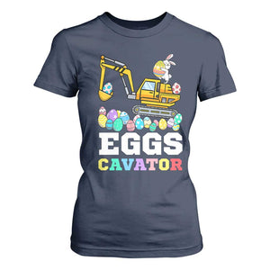 Easter Eggs-Cavator T Shirt For Women Bunny Excavator TS10 Navy Print Your Wear