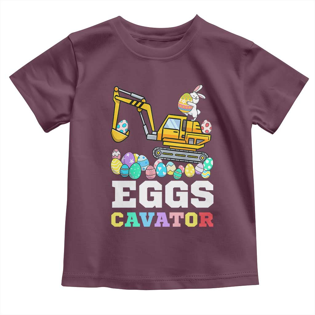 Easter Eggs-Cavator Toddler T Shirt Bunny Excavator TS10 Maroon Print Your Wear
