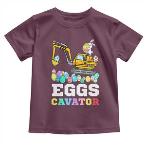 Easter Eggs-Cavator Toddler T Shirt Bunny Excavator TS10 Maroon Print Your Wear