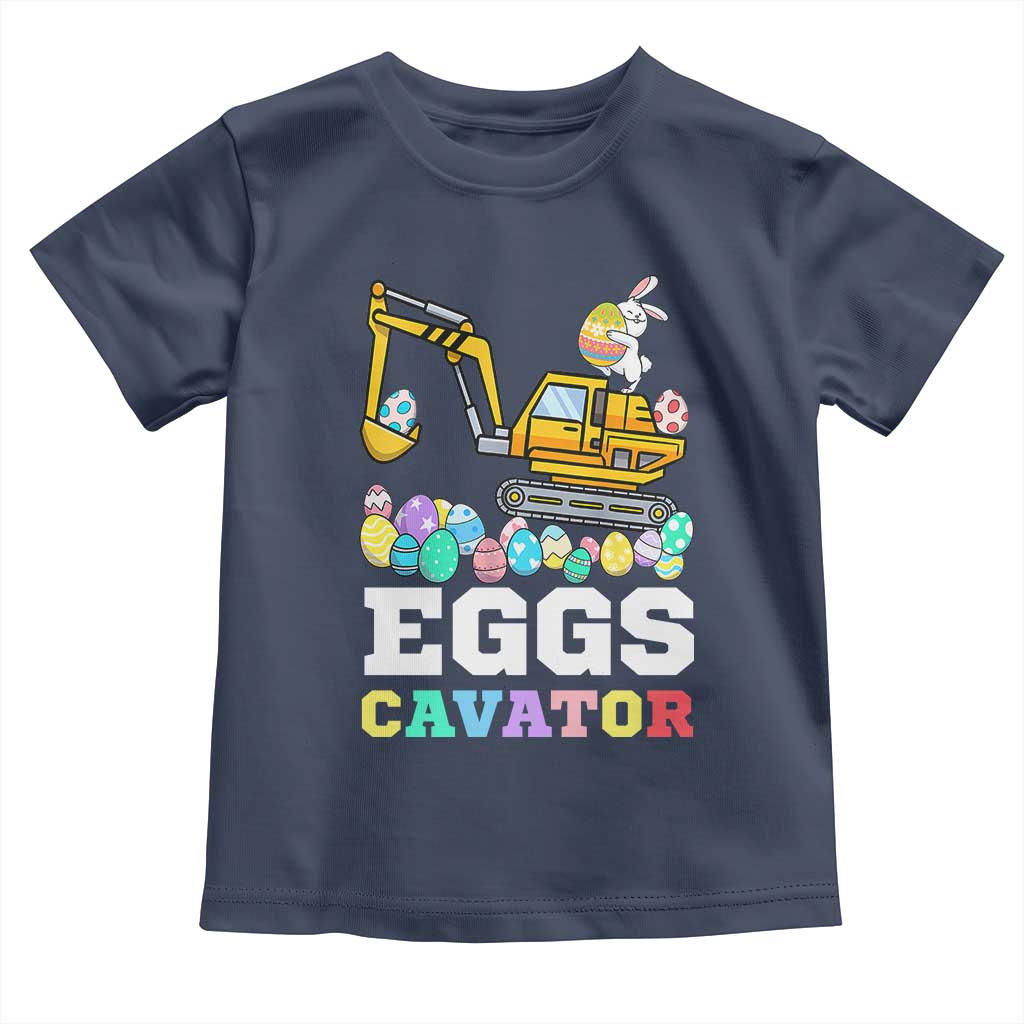 Easter Eggs-Cavator Toddler T Shirt Bunny Excavator TS10 Navy Print Your Wear