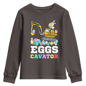 Easter Eggs-Cavator Youth Sweatshirt Bunny Excavator TS10 Dark Chocolate Print Your Wear