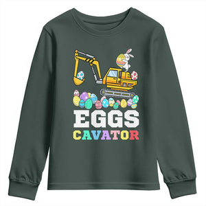 Easter Eggs-Cavator Youth Sweatshirt Bunny Excavator TS10 Dark Forest Green Print Your Wear