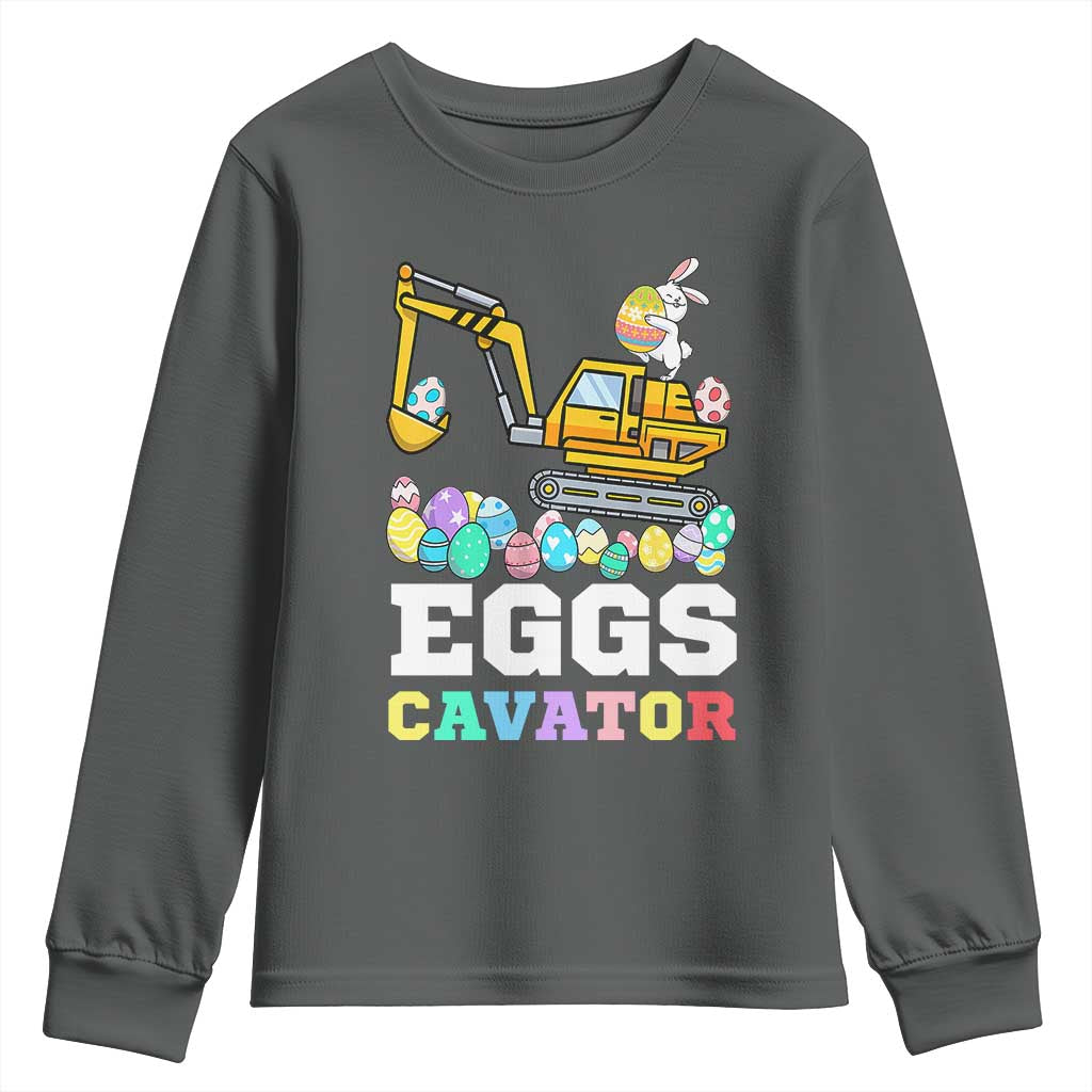 Easter Eggs-Cavator Youth Sweatshirt Bunny Excavator TS10 Dark Heather Print Your Wear