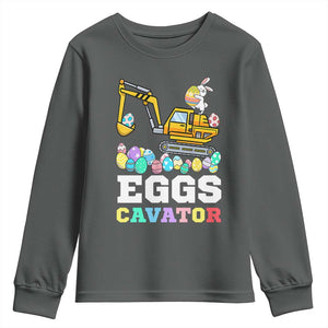 Easter Eggs-Cavator Youth Sweatshirt Bunny Excavator TS10 Dark Heather Print Your Wear