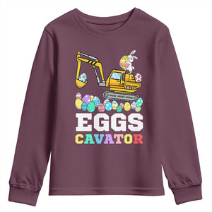 Easter Eggs-Cavator Youth Sweatshirt Bunny Excavator TS10 Maroon Print Your Wear