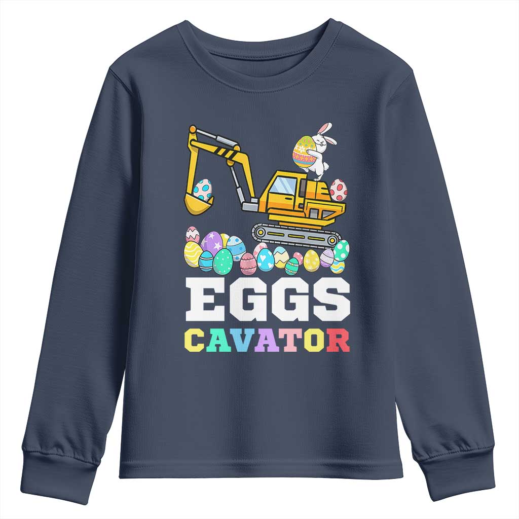 Easter Eggs-Cavator Youth Sweatshirt Bunny Excavator TS10 Navy Print Your Wear