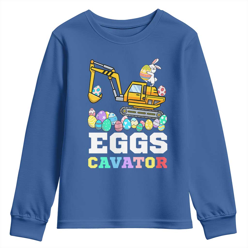 Easter Eggs-Cavator Youth Sweatshirt Bunny Excavator TS10 Royal Blue Print Your Wear