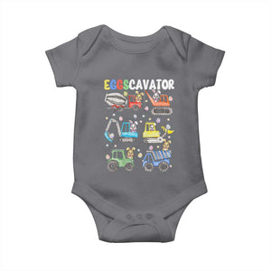 Easter Eggs-Cavator Baby Onesie Bunny Excavator Construction Trucks TS10 Charcoal Print Your Wear