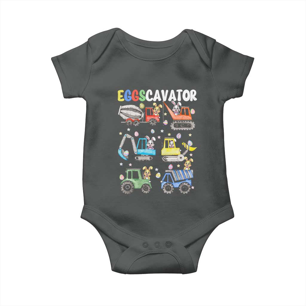 Easter Eggs-Cavator Baby Onesie Bunny Excavator Construction Trucks TS10 Dark Heather Print Your Wear