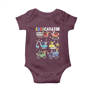 Easter Eggs-Cavator Baby Onesie Bunny Excavator Construction Trucks TS10 Maroon Print Your Wear