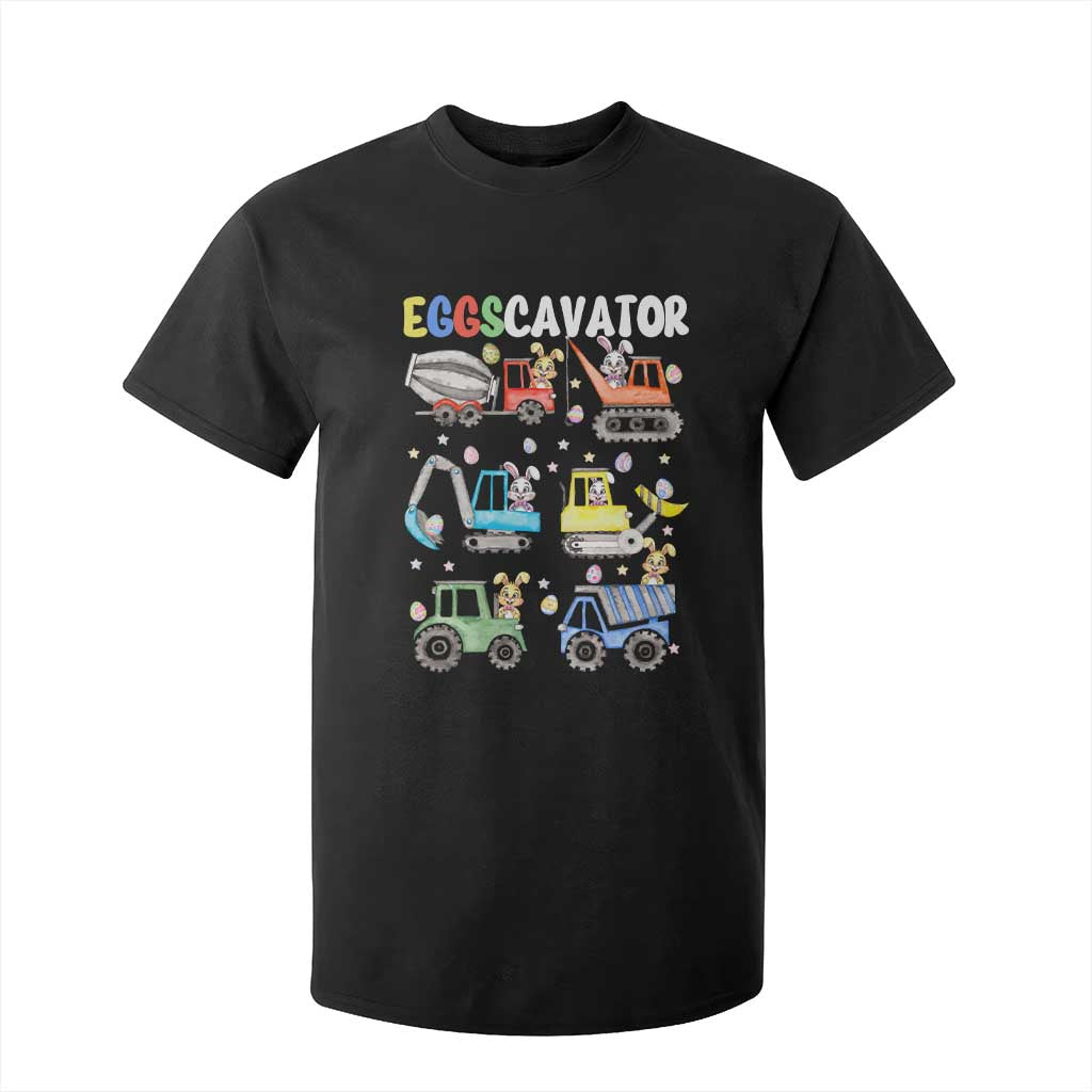 Easter Eggs-Cavator T Shirt For Kid Bunny Excavator Construction Trucks TS10 Black Print Your Wear
