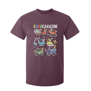 Easter Eggs-Cavator T Shirt For Kid Bunny Excavator Construction Trucks TS10 Maroon Print Your Wear