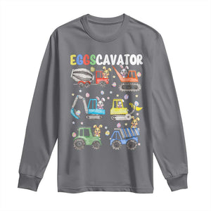 Easter Eggs-Cavator Long Sleeve Shirt Bunny Excavator Construction Trucks TS10 Charcoal Print Your Wear