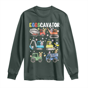 Easter Eggs-Cavator Long Sleeve Shirt Bunny Excavator Construction Trucks TS10 Dark Forest Green Print Your Wear