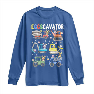 Easter Eggs-Cavator Long Sleeve Shirt Bunny Excavator Construction Trucks TS10 Royal Blue Print Your Wear