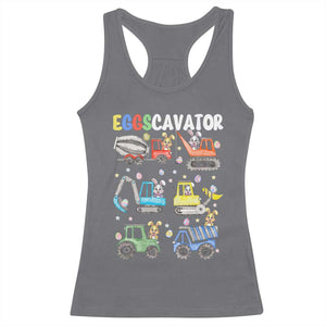 Easter Eggs-Cavator Racerback Tank Top Bunny Excavator Construction Trucks TS10 Charcoal Print Your Wear
