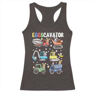 Easter Eggs-Cavator Racerback Tank Top Bunny Excavator Construction Trucks TS10 Dark Chocolate Print Your Wear