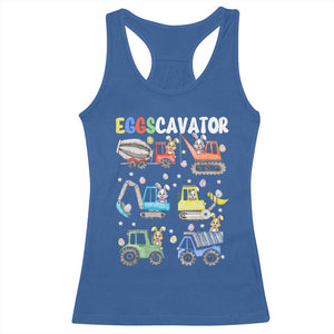 Easter Eggs-Cavator Racerback Tank Top Bunny Excavator Construction Trucks TS10 Royal Blue Print Your Wear