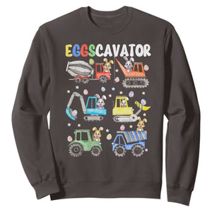 Easter Eggs-Cavator Sweatshirt Bunny Excavator Construction Trucks TS10 Dark Chocolate Print Your Wear