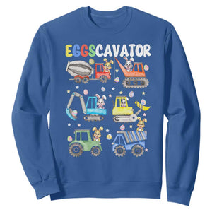 Easter Eggs-Cavator Sweatshirt Bunny Excavator Construction Trucks TS10 Royal Blue Print Your Wear