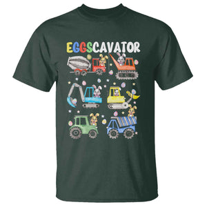Easter Eggs-Cavator T Shirt Bunny Excavator Construction Trucks TS10 Dark Forest Green Print Your Wear