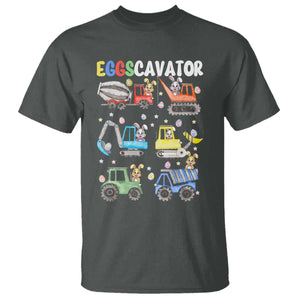 Easter Eggs-Cavator T Shirt Bunny Excavator Construction Trucks TS10 Dark Heather Print Your Wear