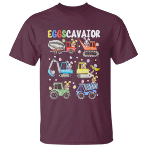 Easter Eggs-Cavator T Shirt Bunny Excavator Construction Trucks TS10 Maroon Print Your Wear
